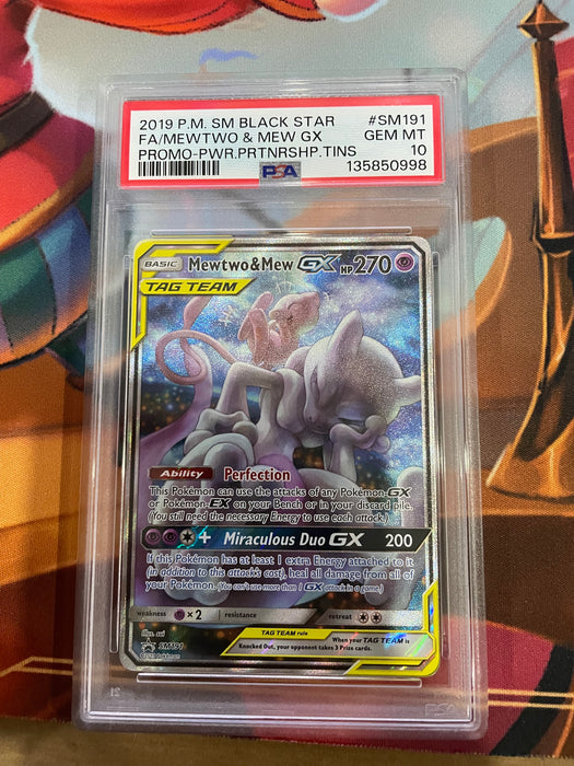 Pokemon: PSA 10 Mewtwo & Mew GX FA SM191