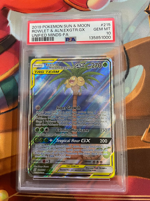 Pokemon: PSA 10 Rowlet & Alolan Exeggutor GX Alt FA
