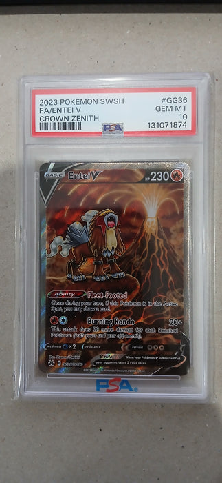 Pokemon: PSA 10 Full Art Crown Zenith Entei V