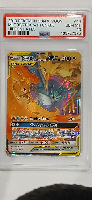 Pokemon: PSA 10 Hidden Fates Moltres & Zapdo & Articuno GX