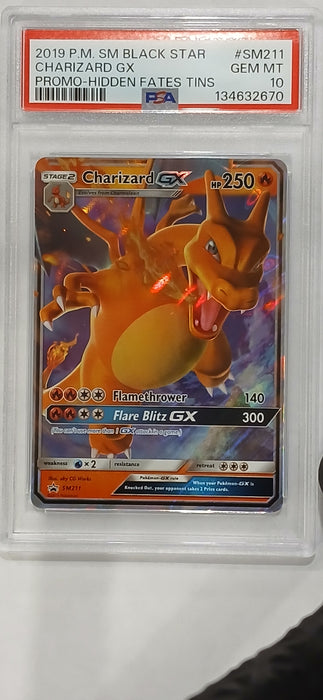Pokemon: PSA 10 Promo Hidden Fates Tin Charizard GX (70)